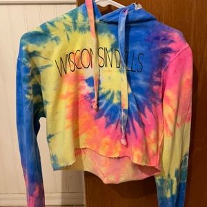 wisconsin dells tie-dye cropped hoodie